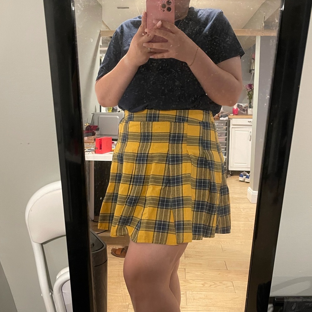 Yellow plaid skirt (size 14)